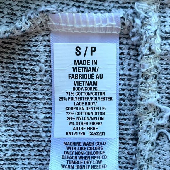 AEROPOSTALE Floral Lace Embroidered Sweater Relaxed Cozy Etched Gray White - Picture 6 of 7